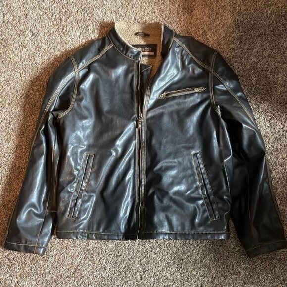 Columbia Sportswear Faux Leather Jacket Brown Large - Picture 2 of 12